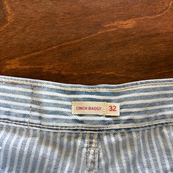 NWT Levi's High Rise Cinch Baggy Carpenter Pants Blue and White Women's Size 32 - Picture 5 of 12